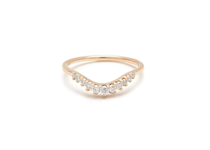 Gold Plated CZ Studded Curved Ring